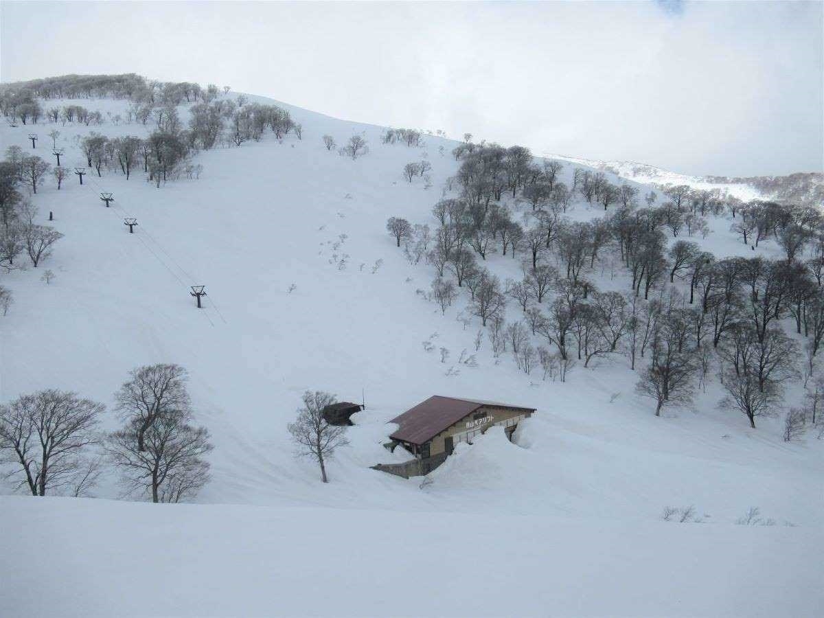 雪に埋もれる月山リフト