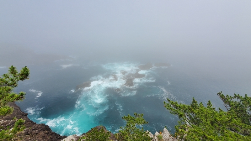 やませで真っ白な碁石海岸