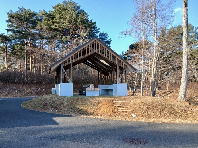 炊事場の前の斜面に階段が出来上がった