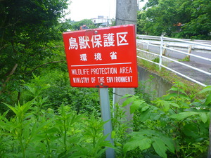鳥獣保護区の看板
