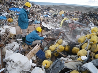 仮置場の火災防止に向けた現地調査